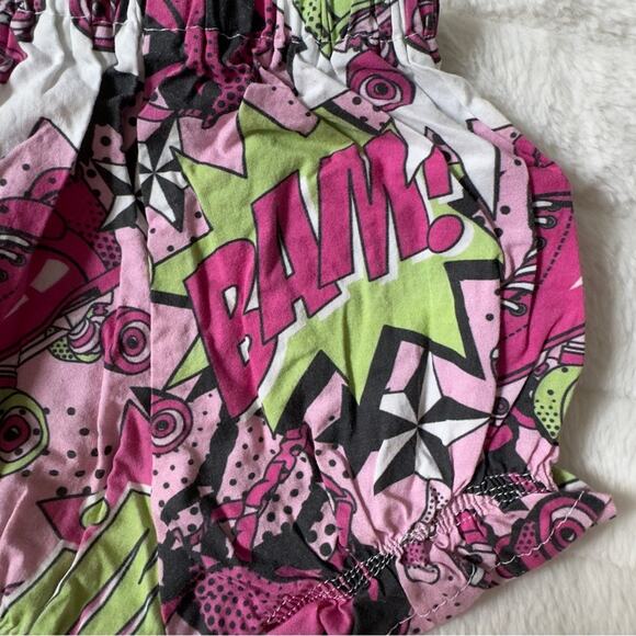 Handmade Bam! Roller Skate Pink Green Graphic Print Baby Girl bloomers shorts - Picture 5 of 7